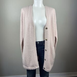 & Other Stories Medium Fuzzy Alpaca Blend V-neck Cardigan Sweater Nude Pink